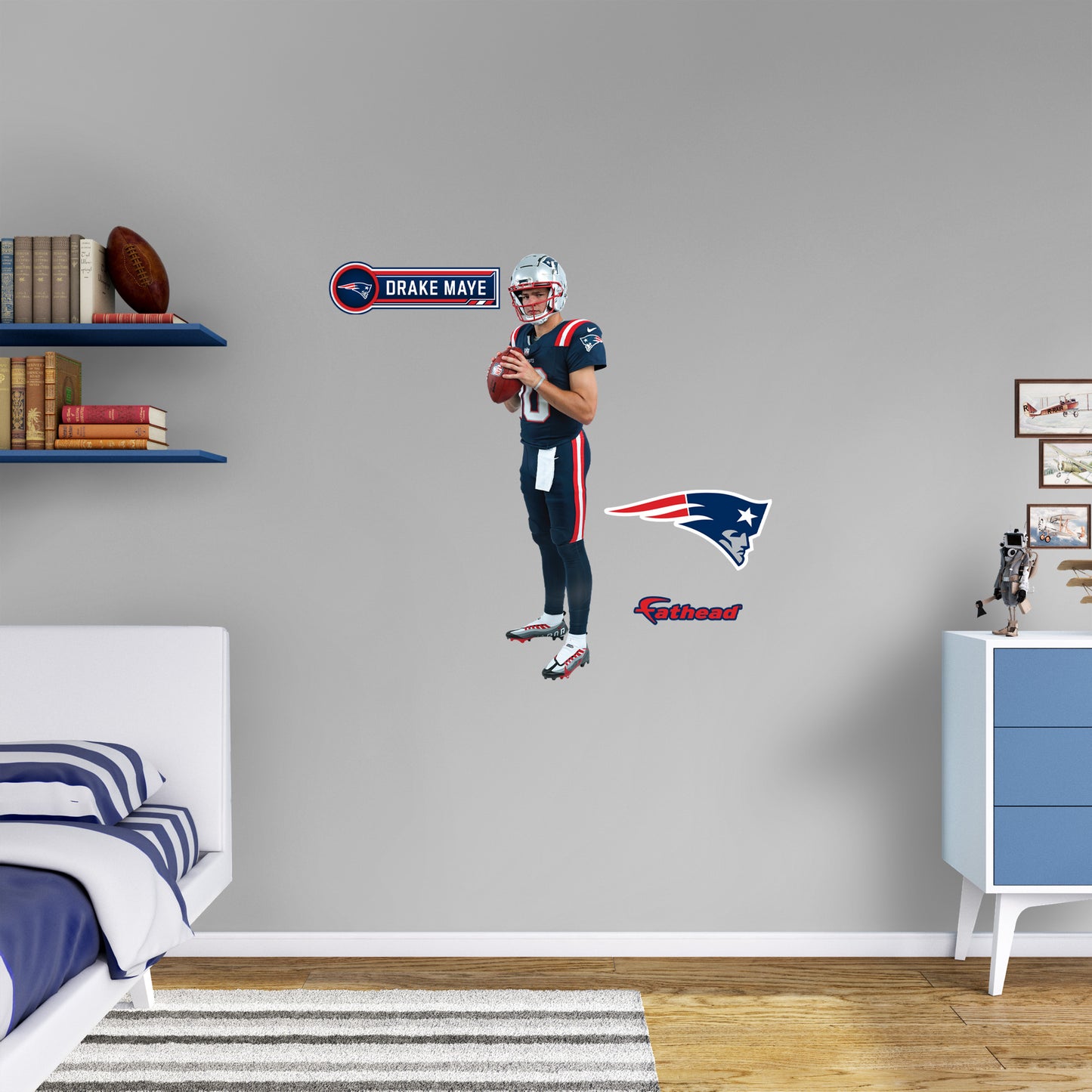 New England Patriots - RealBig Drake Maye Preseason Collection - Official NFL - Reusable Vinyl Wall Decals