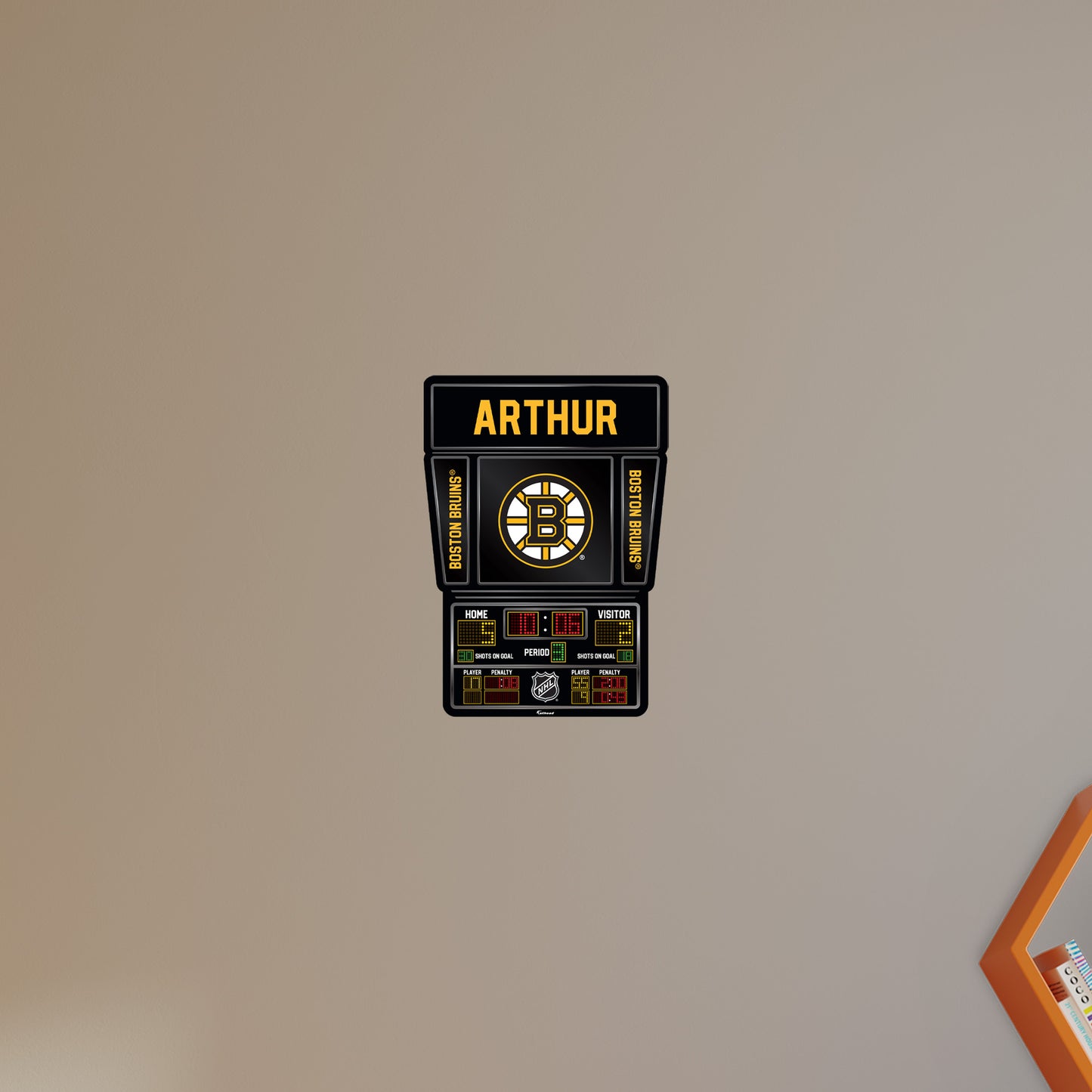 Boston Bruins: Scoreboard Personalized Name        - Officially Licensed NHL Removable     Adhesive Decal