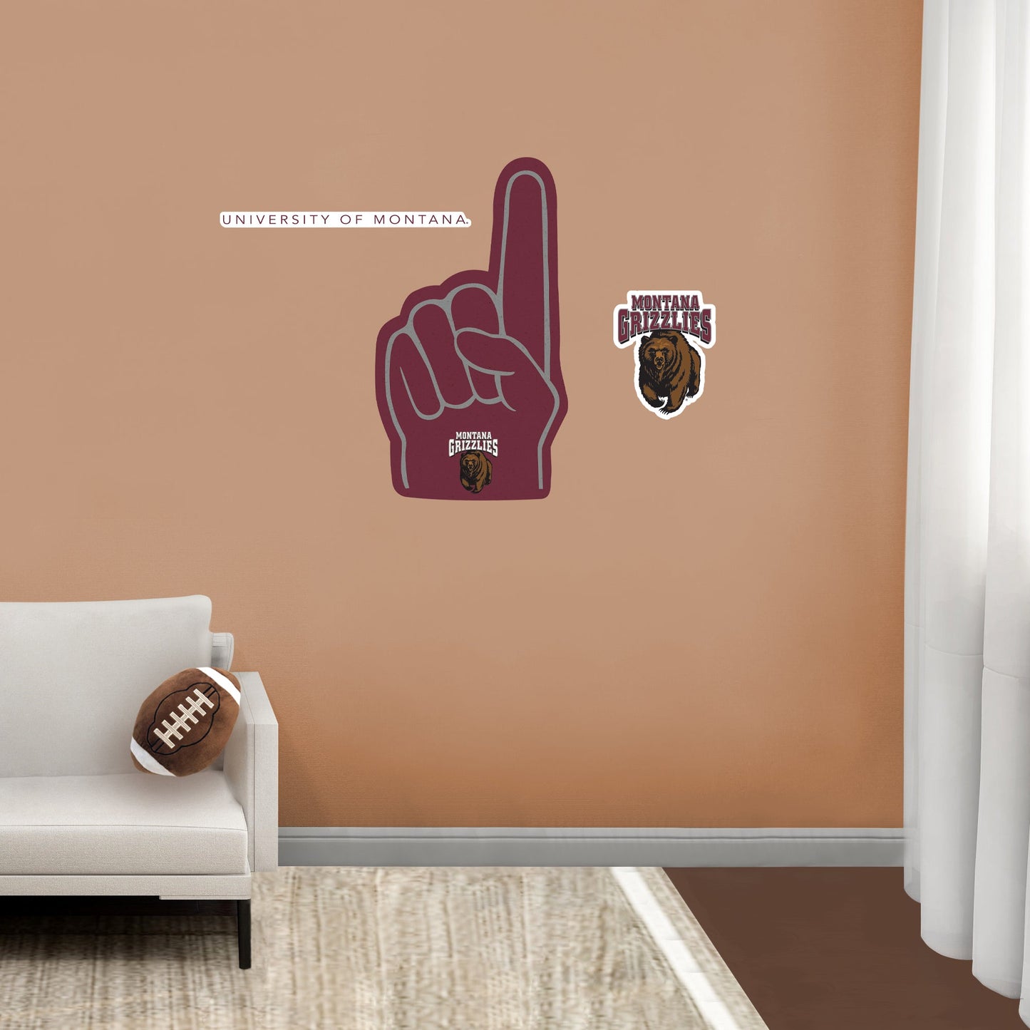 Montana Grizzlies - RealBig Foam Finger Collection - Official NCAA - Montana Grizzlies - Reusable Vinyl Wall Decals