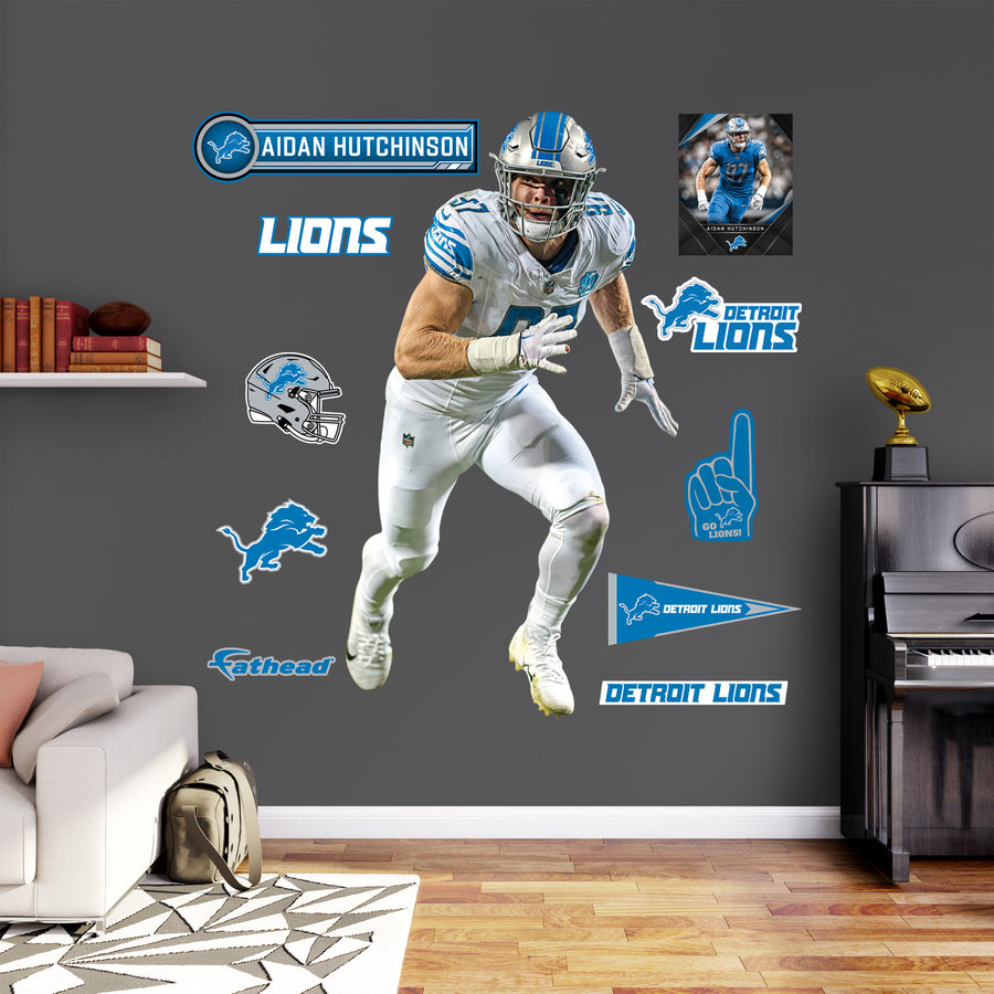 Aidan Hutchinson - RealBig Away Collection - Official NFL - Detroit Lions - Reusable Vinyl Wall Decals