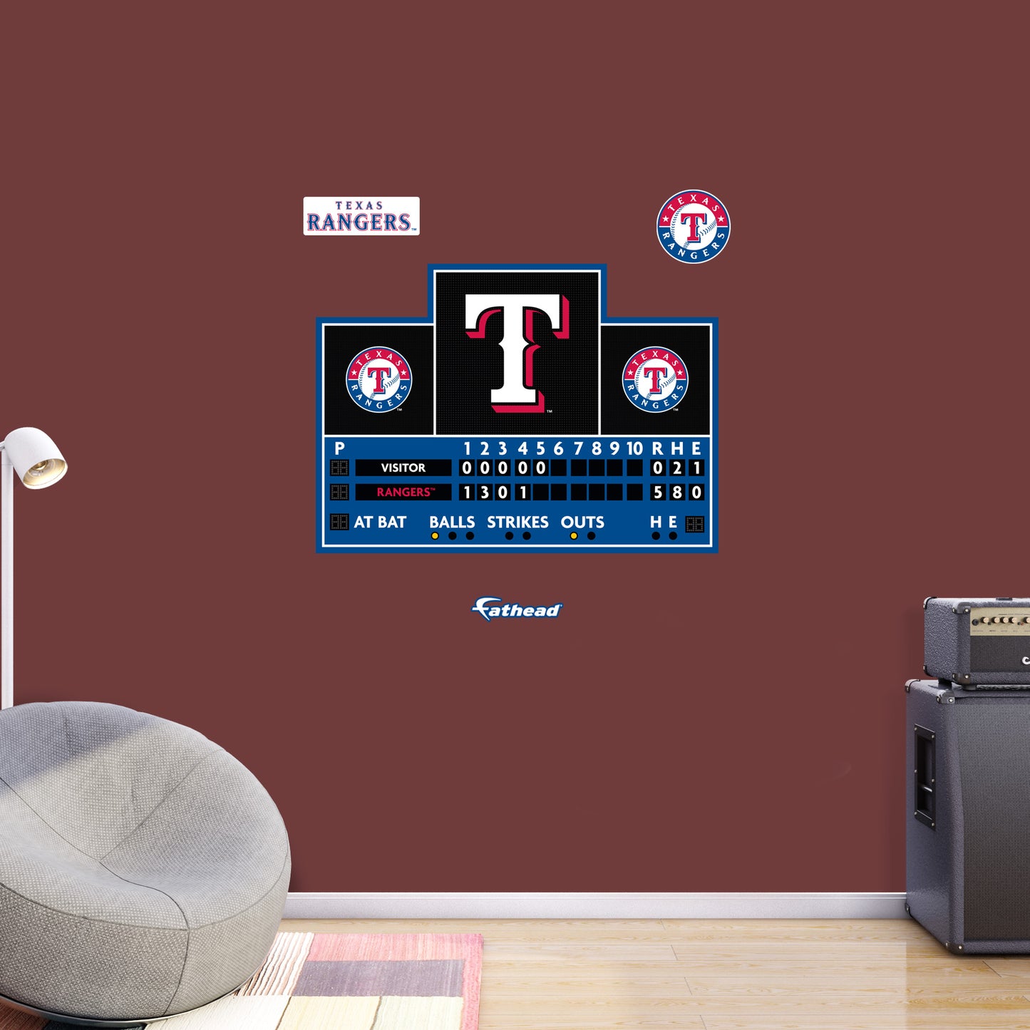 Texas Rangers:  Scoreboard        - Officially Licensed MLB Removable     Adhesive Decal