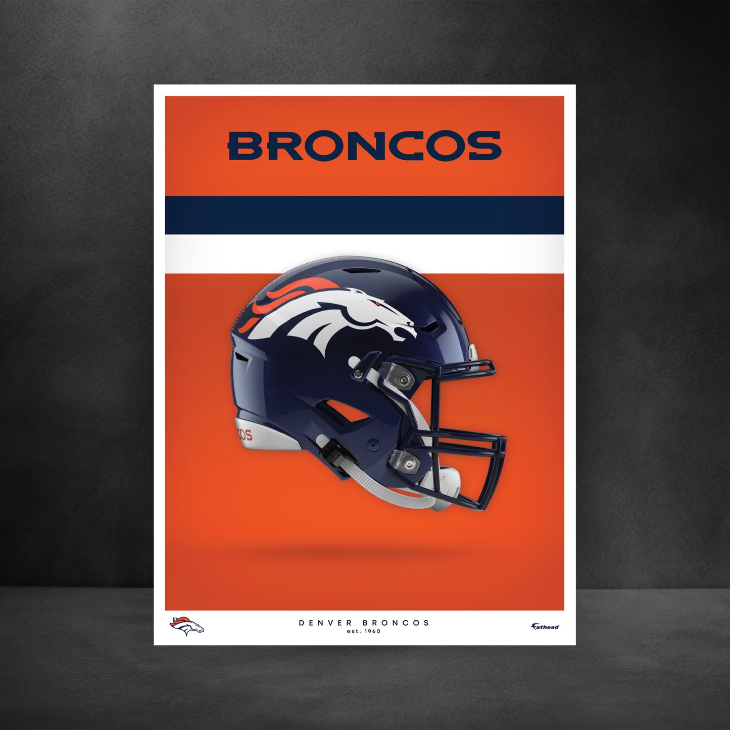 Denver Broncos - Helmet Series - Peel & Stick Poster - Official NFL - Reusable Vinyl Wall Decal