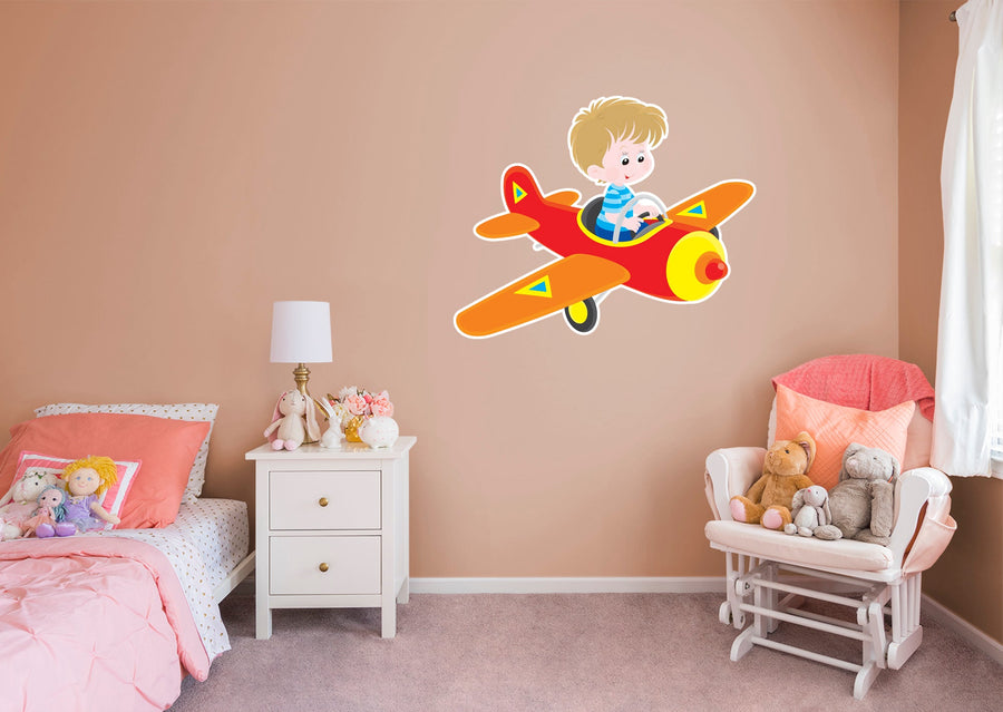 Nursery: Planes Kid Icon        -   Removable     Adhesive Decal