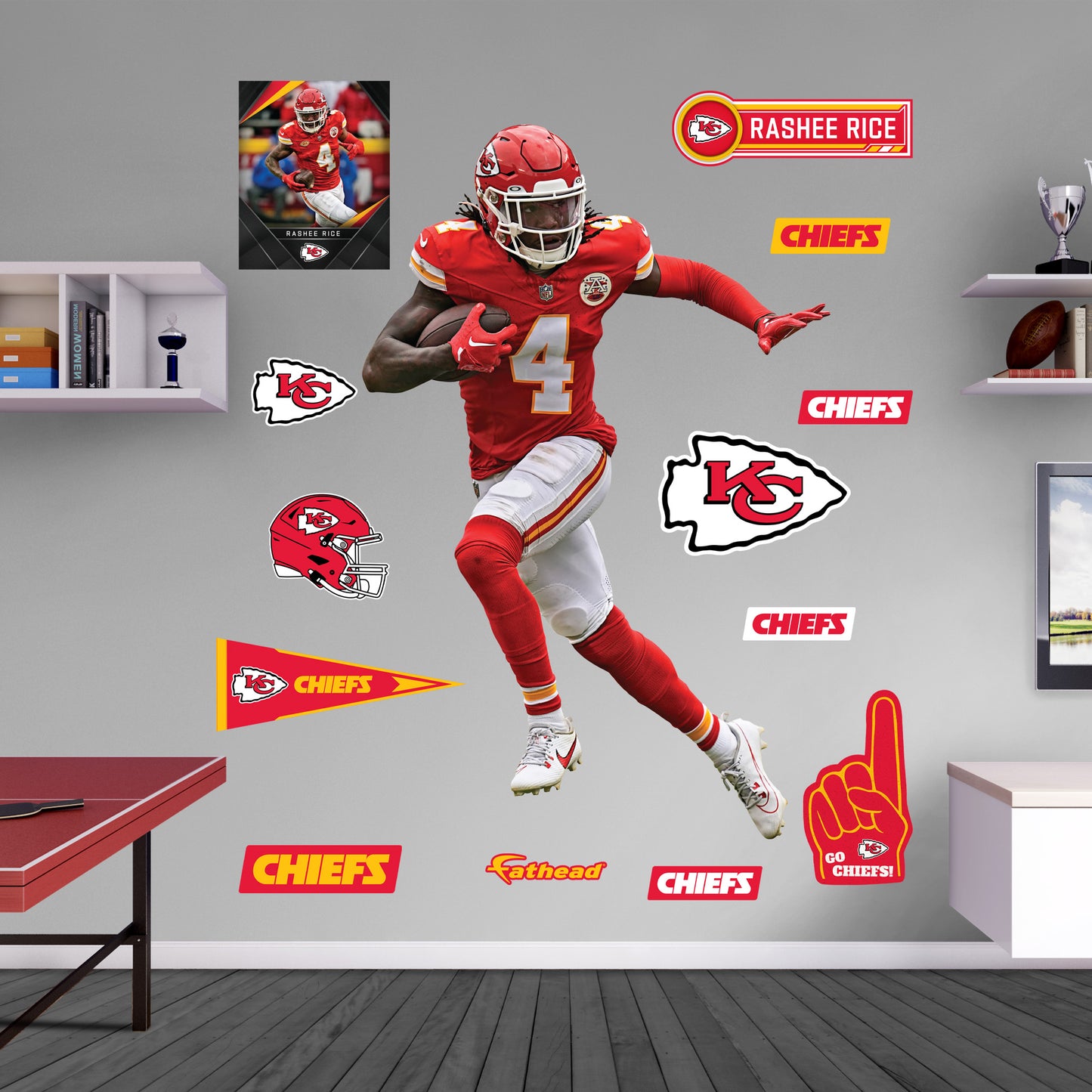 Rashee Rice - RealBig Collection - Official NFL - Kansas City Chiefs - Reusable Vinyl Wall Decals #2