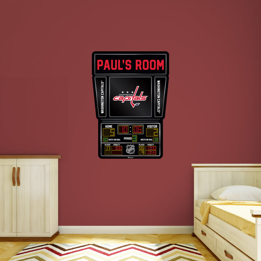 Washington Capitals - Scoreboard Graphic - With Personalized Name - Official NHL - Vinyl Transfer Decal