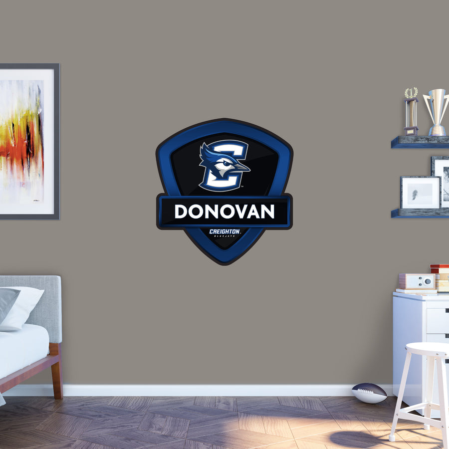 Creighton Bluejays - Badge - With Personalized Name - Official NCAA - Vinyl Transfer Decal