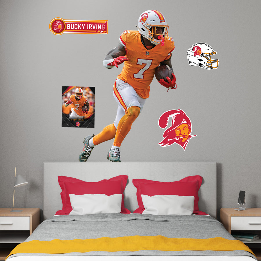 Bucky Irving - Realbig Throwback Collection - Official NFL - Tampa Bay Buccaneers - Reusable Vinyl Wall Decals