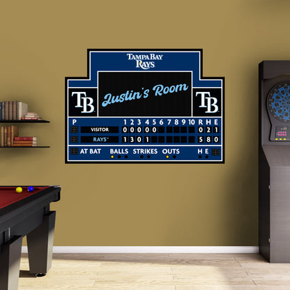 Tampa Bay Rays: Scoreboard Personalized Name        - Officially Licensed MLB Removable     Adhesive Decal
