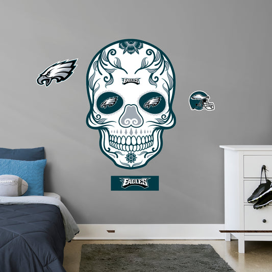 Philadelphia Eagles: Skull - Officially Licensed NFL Removable Adhesive Decal