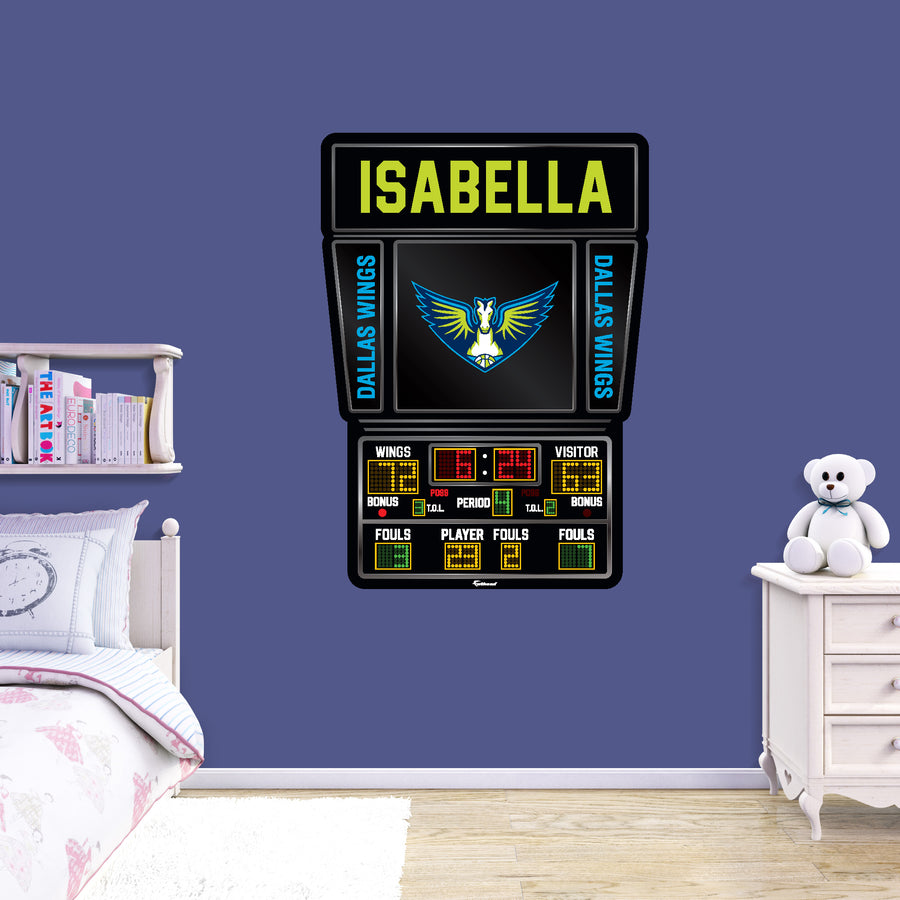 Dallas Wings - Scoreboard Graphic - With Personalized Name - Official WNBA - Vinyl Transfer Decal
