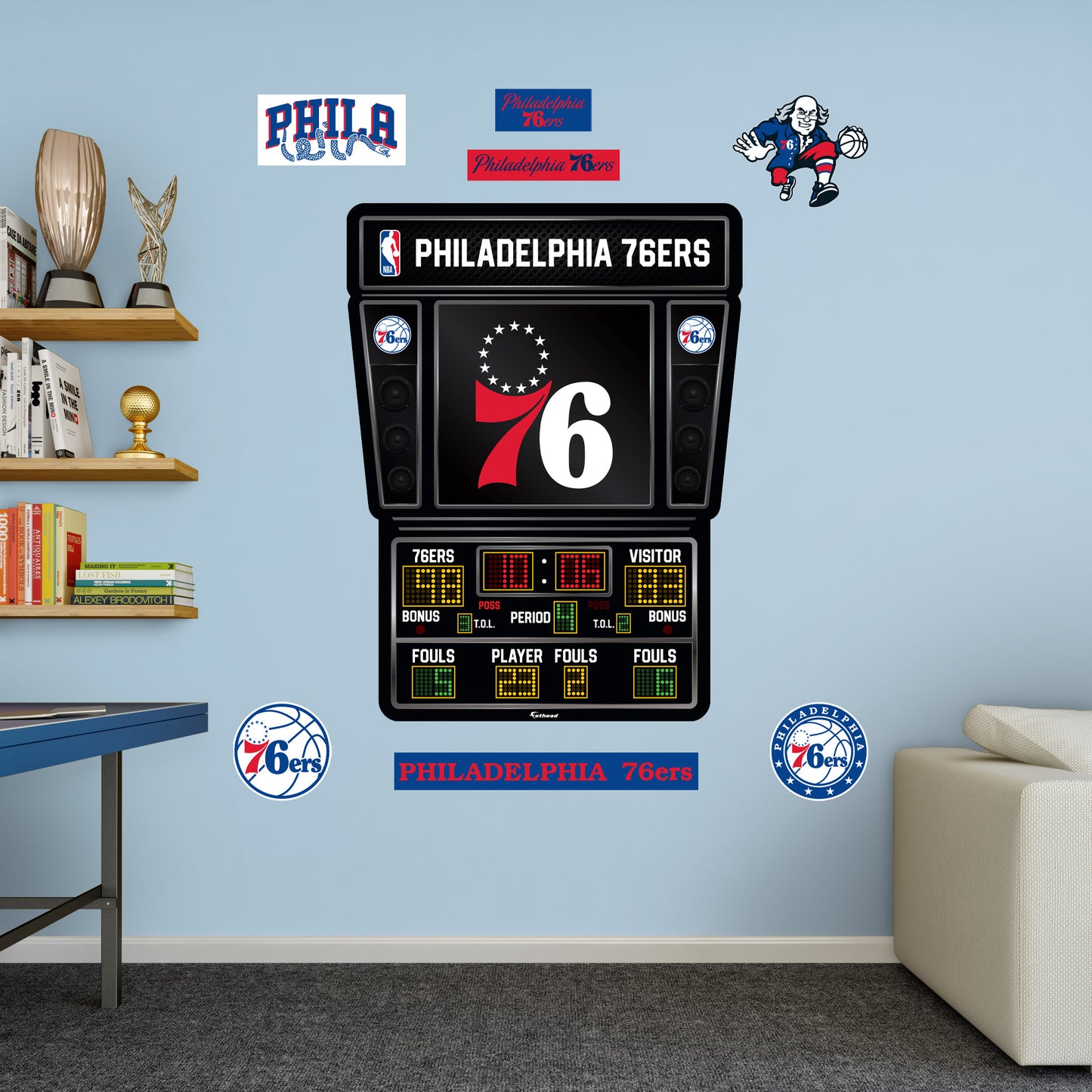 Philadelphia 76ers - RealBig Scoreboard Collection - Official NBA - Reusable Vinyl Wall Decals