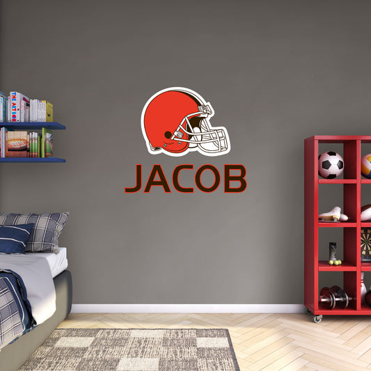 Cleveland Browns:  Stacked Personalized Name Brown Text PREMASK        - Officially Licensed NFL Removable     Adhesive Decal