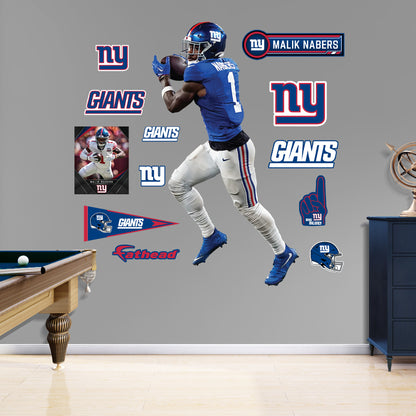 New York Giants - RealBig Malik Nabers Catch Collection - Official NFL - Reusable Vinyl Wall Decals