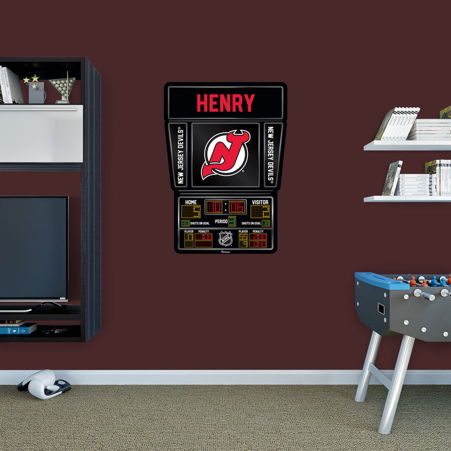 New Jersey Devils - Scoreboard Logo - With Personalized Name - Official NHL - Vinyl Transfer Decal