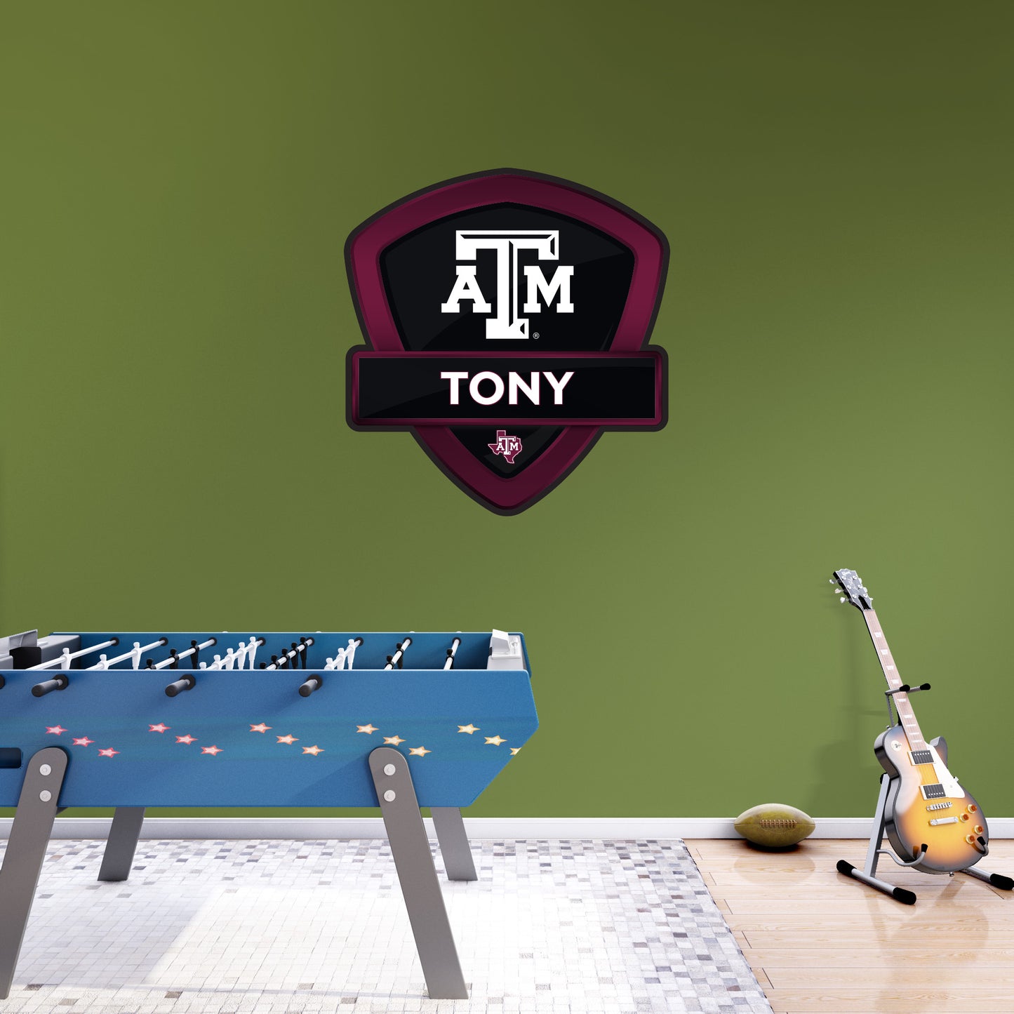 Texas A&M Aggies:   Badge Personalized Name        - Officially Licensed NCAA Removable     Adhesive Decal