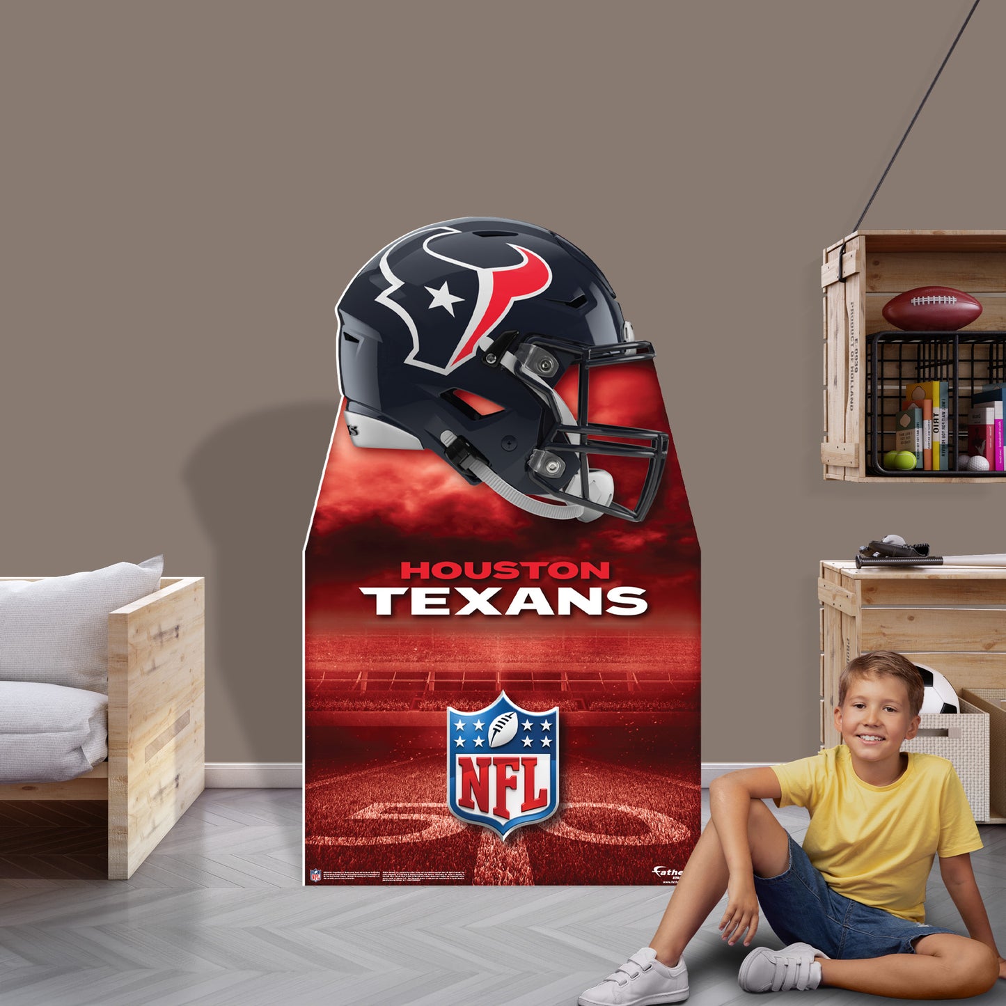 Houston Texans:  Helmet  Life-Size   Foam Core Cutout  - Officially Licensed NFL    Stand Out