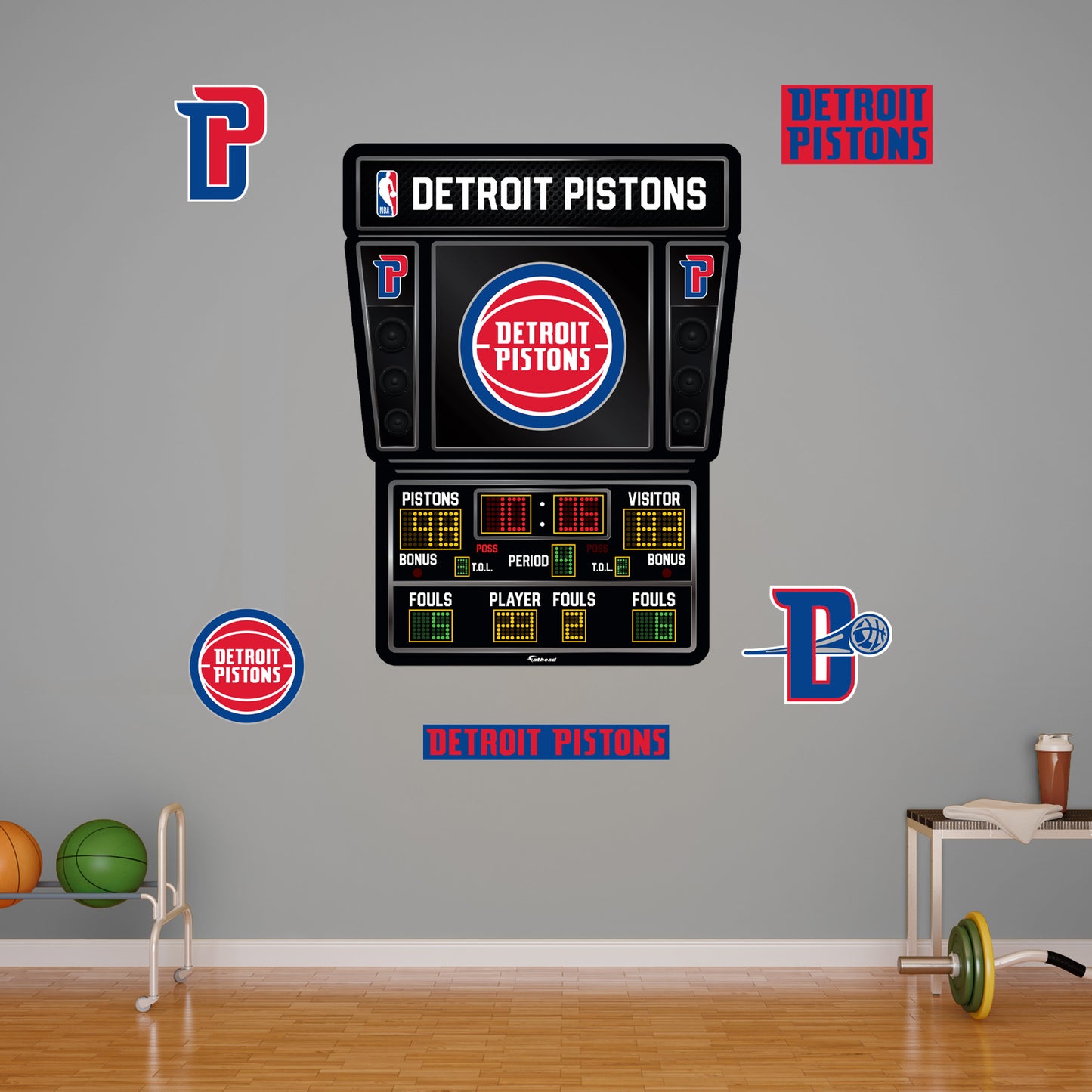 Detroit Pistons - RealBig Scoreboard Collection - Official NBA - Reusable Vinyl Wall Decals