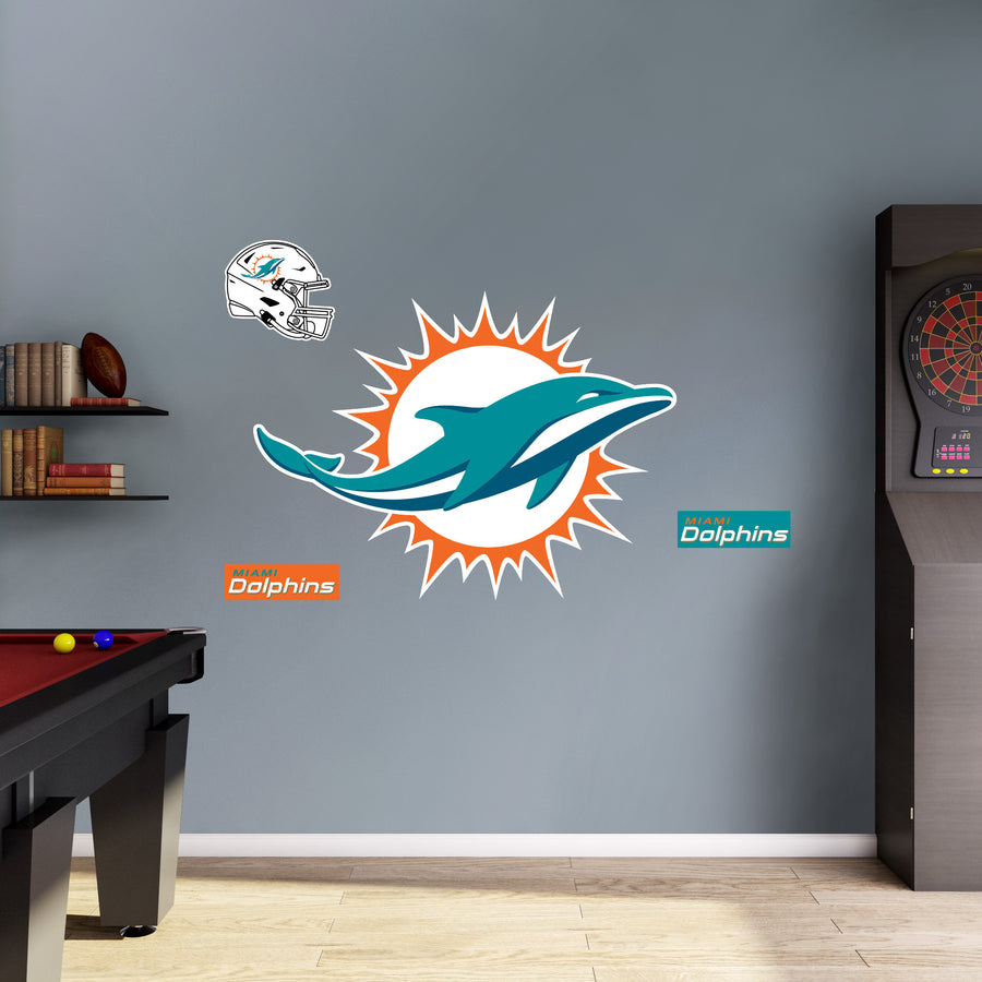 Miami Dolphins - RealBig Logo Collection - Official NFL - Reusable Vinyl Wall Decals