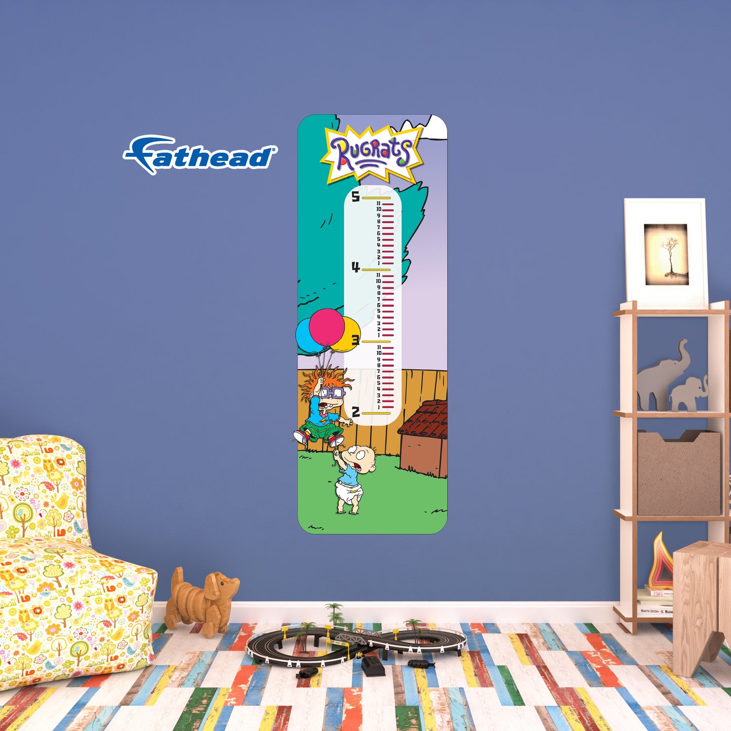 Rugrats: Tommy and Chuckie Flaoting Away Growth Chart        - Officially Licensed Nickelodeon Removable     Adhesive Decal