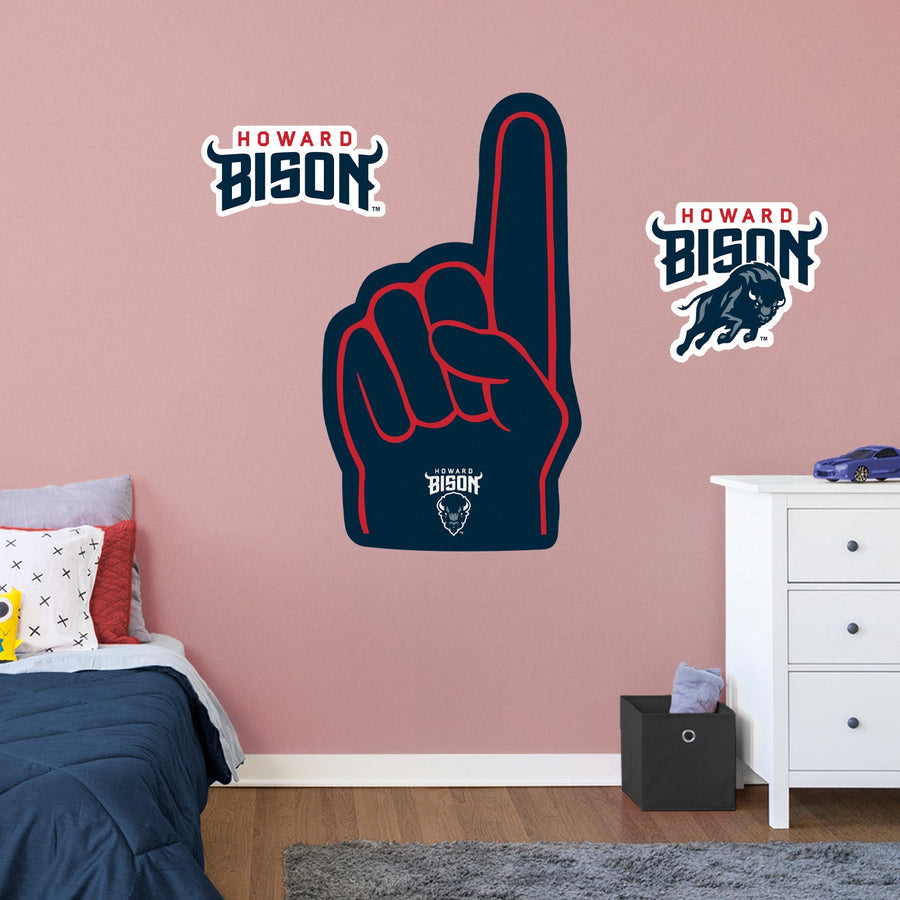 Howard Bison - RealBig Foam Finger Collection - Official NCAA - Reusable Vinyl Wall Decals