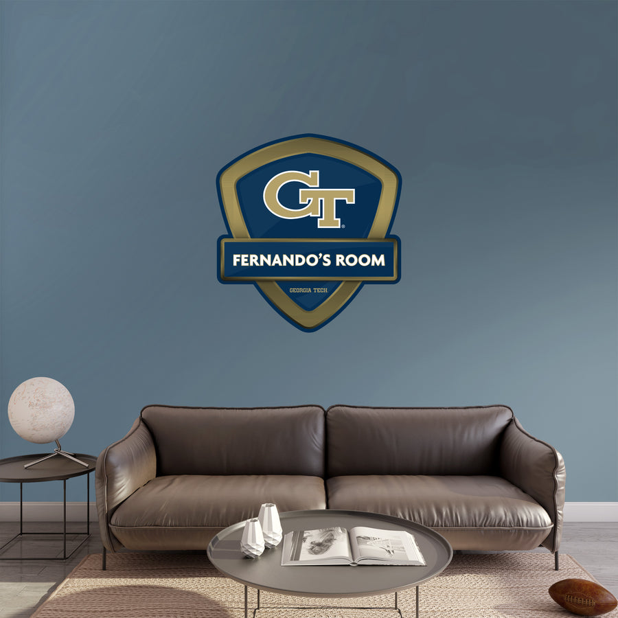 Georgia Tech Yellow Jackets - Badge - With Personalized Name - Official NCAA - Vinyl Transfer Decal