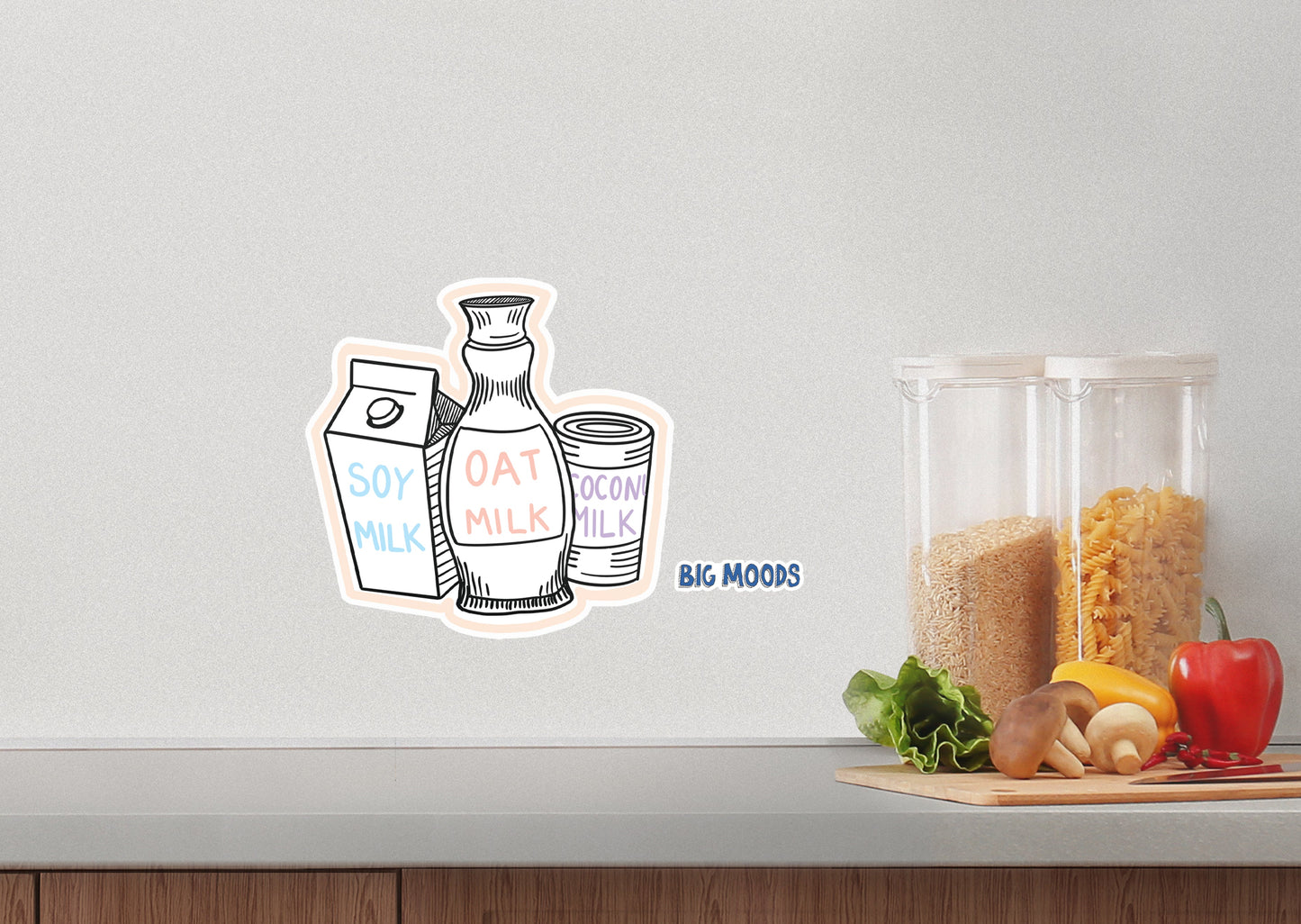 Soy Milk, Oat Milk, Coconut Milk        - Officially Licensed Big Moods Removable     Adhesive Decal