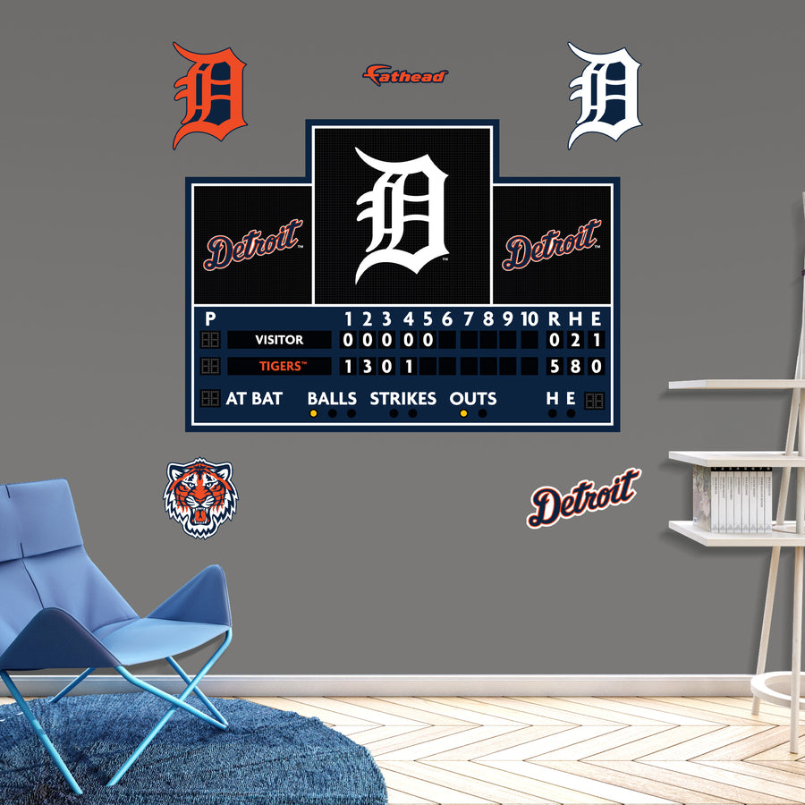 Detroit Tigers - RealBig Scoreboard Collection - Official MLB - Reusable Vinyl Wall Decals