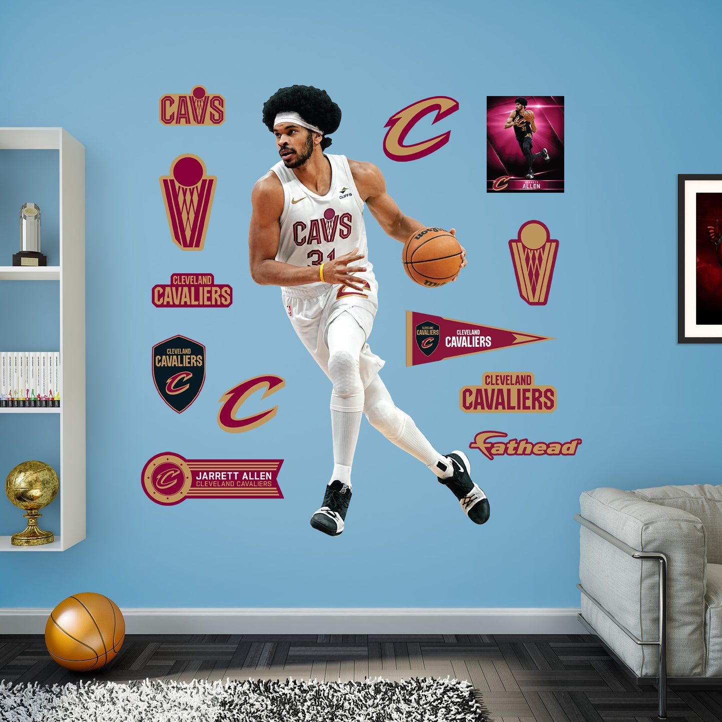 Jarrett Allen - RealBig Collection - Official NBA - Cleveland Cavaliers - Reusable Vinyl Wall Decals