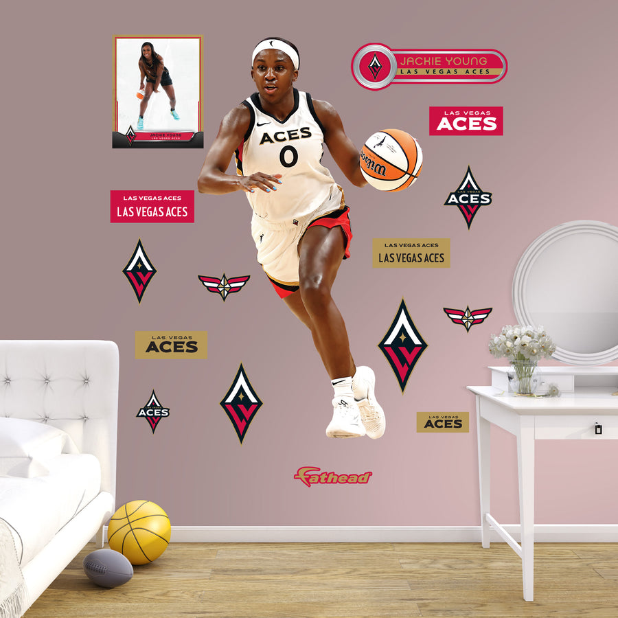 Jackie Young - RealBig Collection - Official WNBA - Las Vegas Aces - Reusable Vinyl Wall Decals