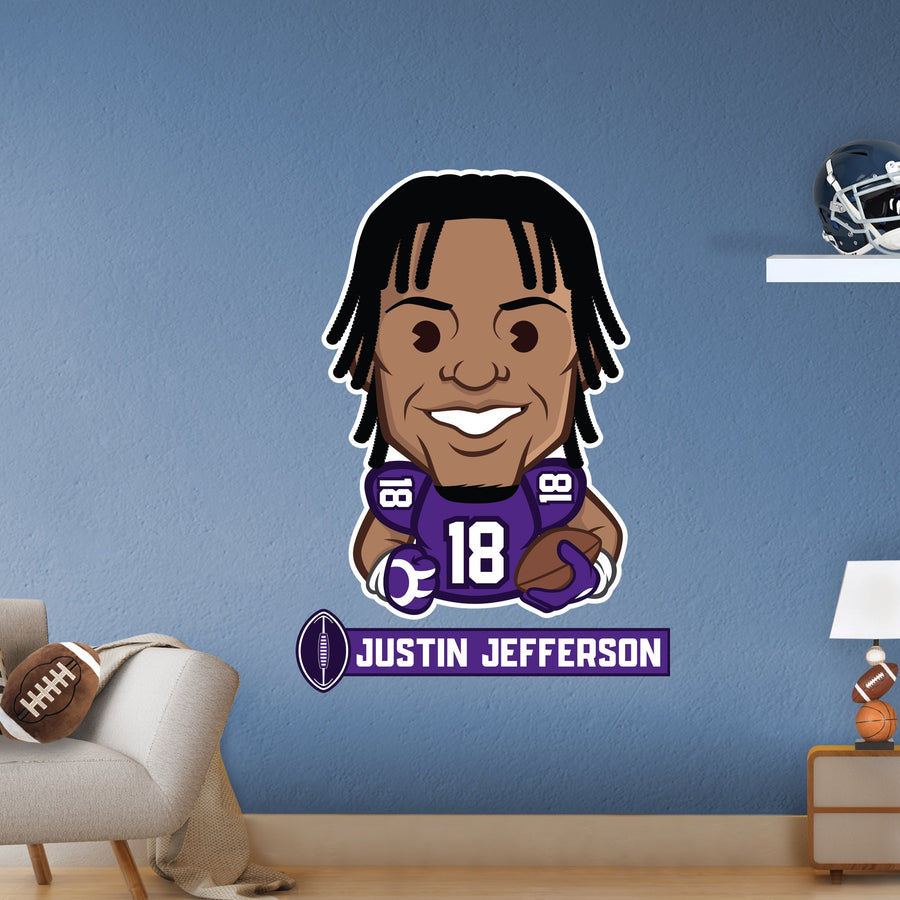 Justin Jefferson Emoji - RealBig Collection - Official NFLPA - Minnesota Vikings - Reusable Vinyl Wall Decals