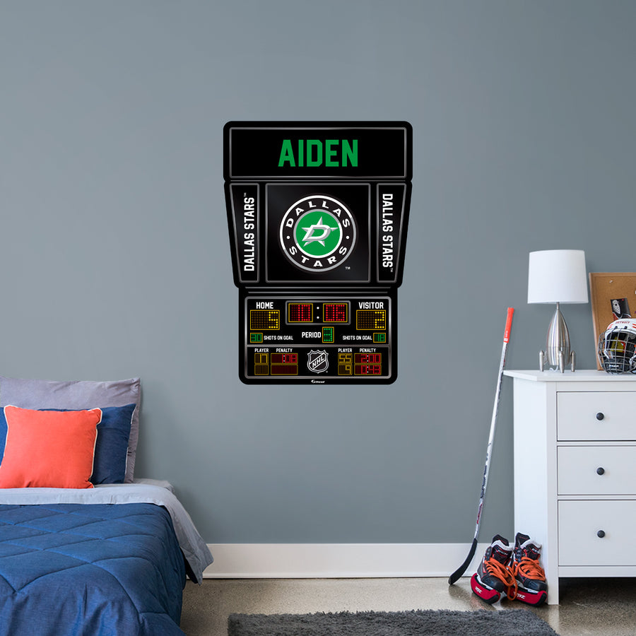 Dallas Stars - Scoreboard Logo - With Personalized Name - Official NHL - Vinyl Transfer Decal