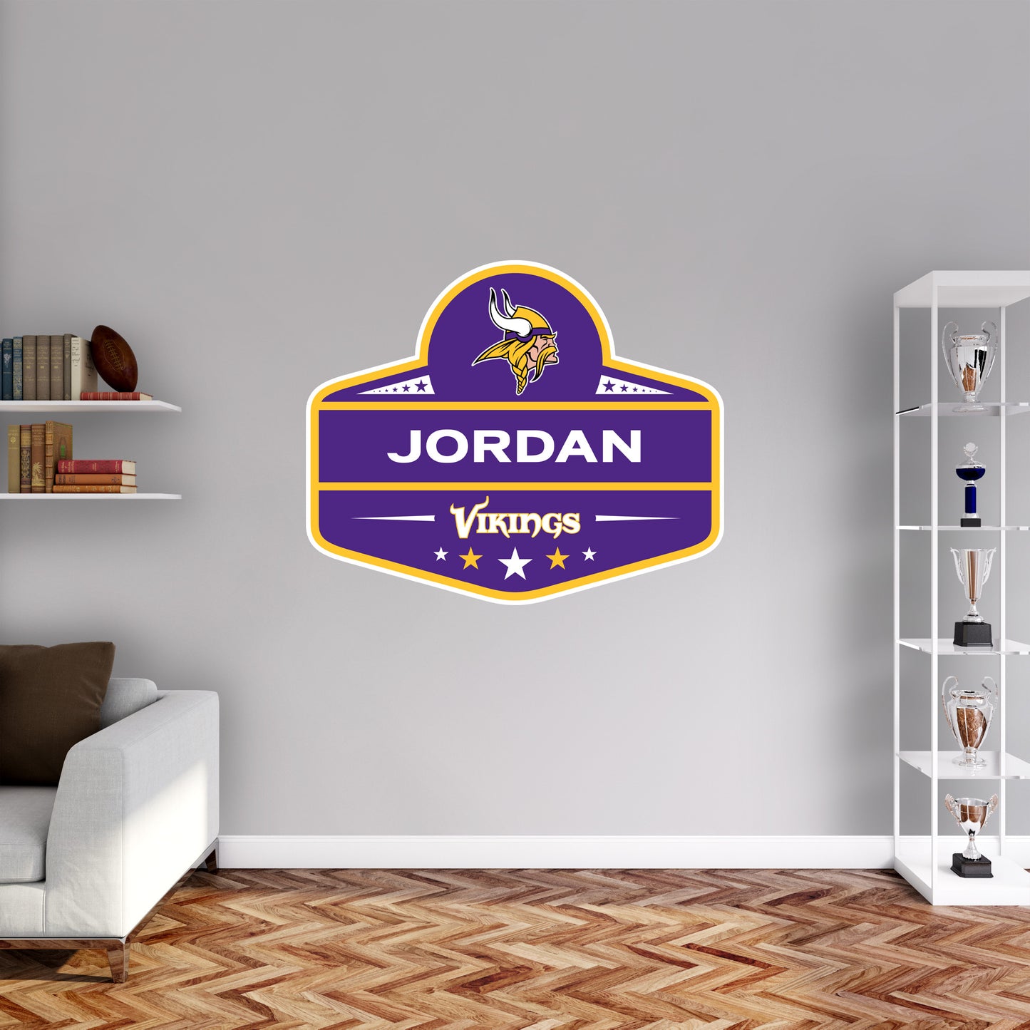 Minnesota Vikings:   Badge Personalized Name        - Officially Licensed NFL Removable     Adhesive Decal