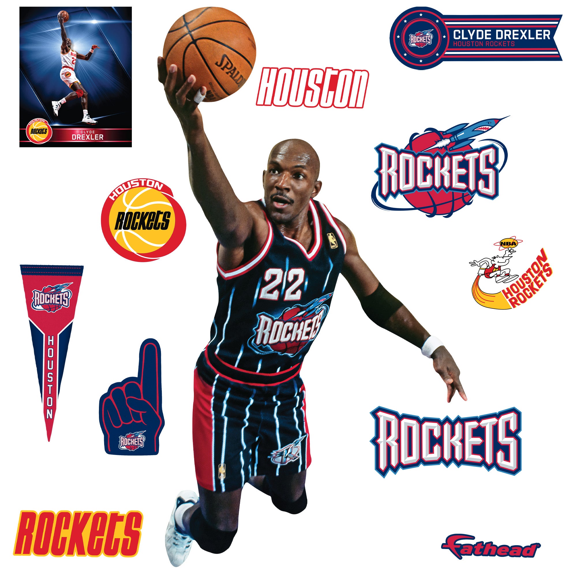 Clyde Drexler - RealBig Rockets Legend Collection - Official NBA - Hou ...