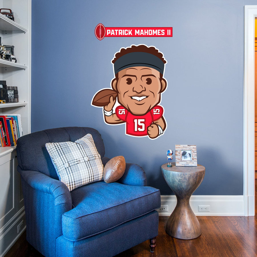 Patrick Mahomes II Emoji - RealBig Collection - Official NFLPA - Kansas City Chiefs - Reusable Vinyl Wall Decals