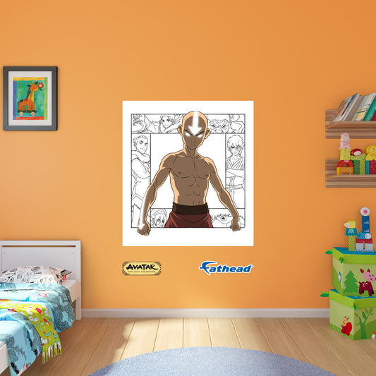 Avatar The Last Airbender:  Aang Avatar State Poster        - Officially Licensed Nickelodeon Removable     Adhesive Decal