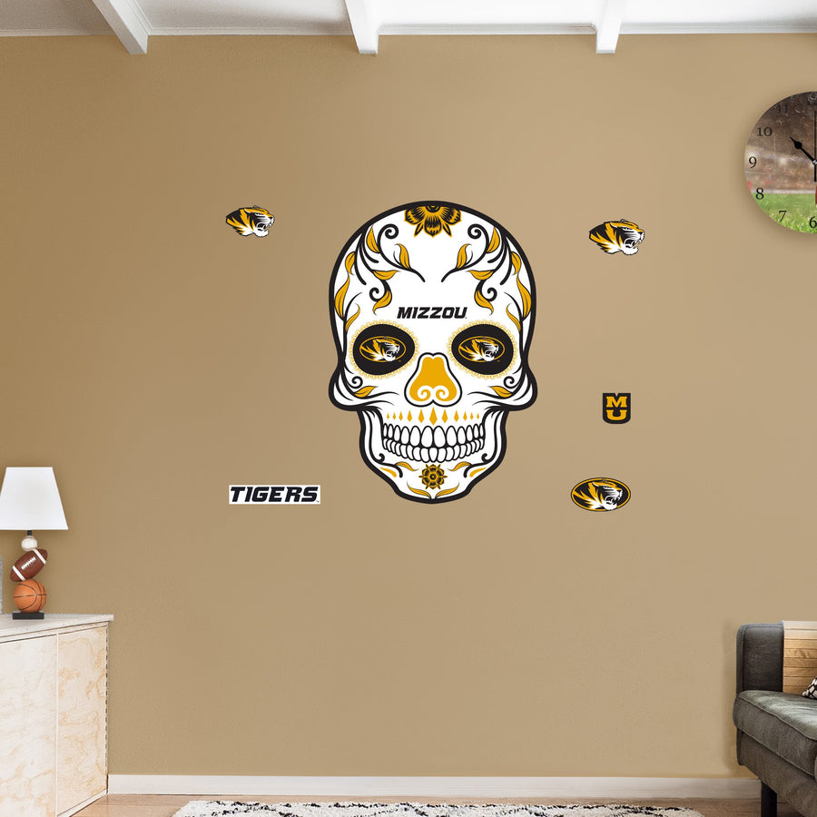 Missouri Tigers - RealBig Sugar Skull Collection - Official NCAA - Reusable Vinyl Wall Decals