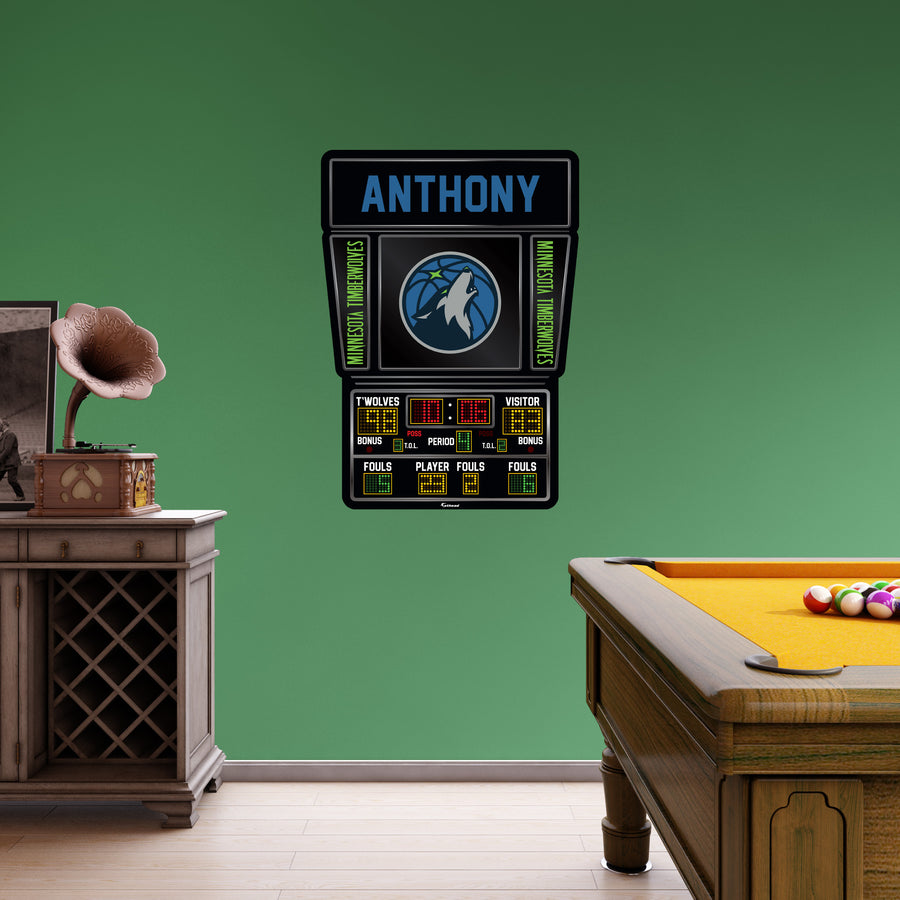 Minnesota Timberwolves - Scoreboard Graphic - With Personalized Name - Official NBA - Vinyl Transfer Decal