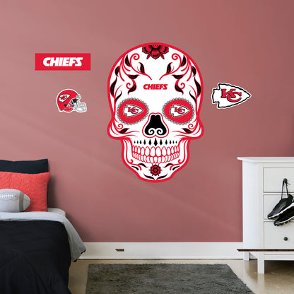 Kansas City Chiefs:   Skull        - Officially Licensed NFL Removable     Adhesive Decal