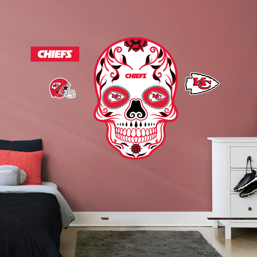 Kansas City Chiefs - RealBig Skull Collection - Official NFL - Reusable Vinyl Wall Decals