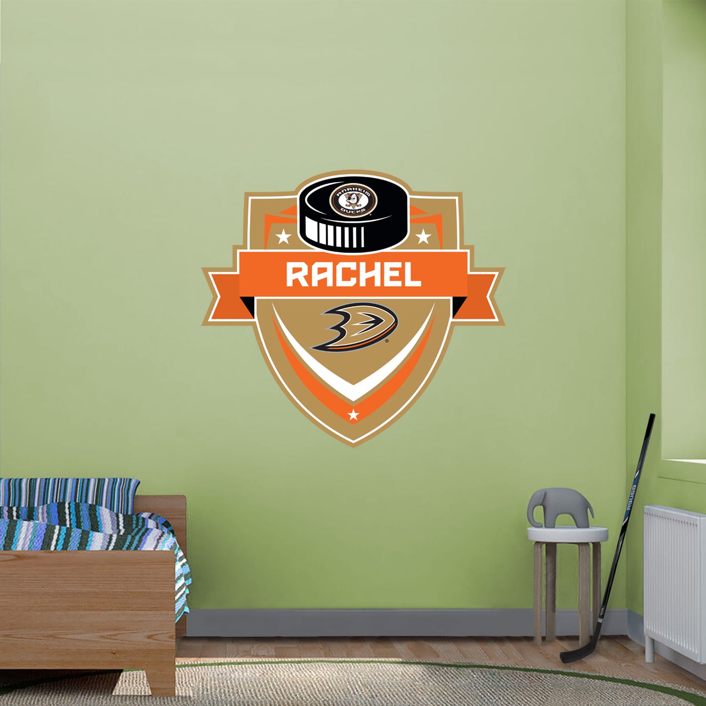 Anaheim Ducks:   Badge Personalized Name        - Officially Licensed NHL Removable     Adhesive Decal