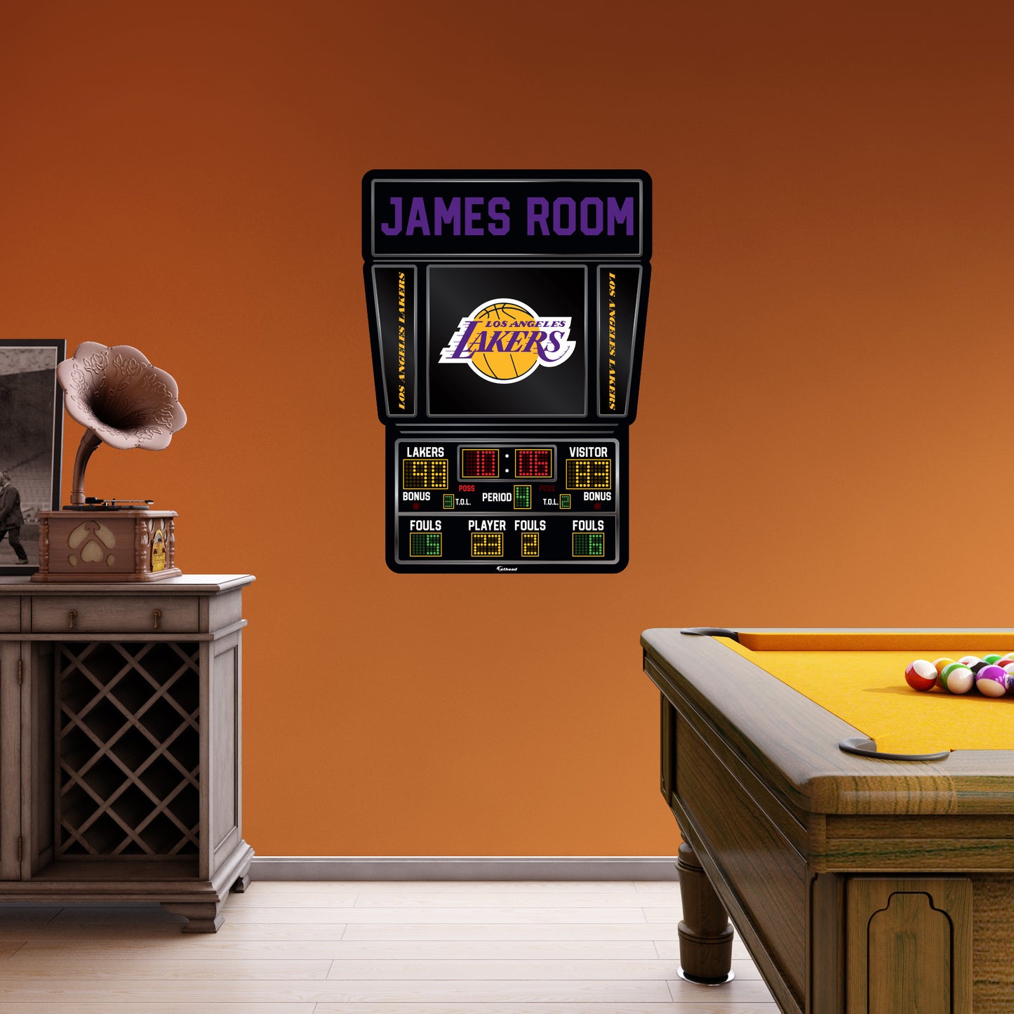 Los Angeles Lakers:  2023 Scoreboard Personalized Name        - Officially Licensed NBA Removable     Adhesive Decal