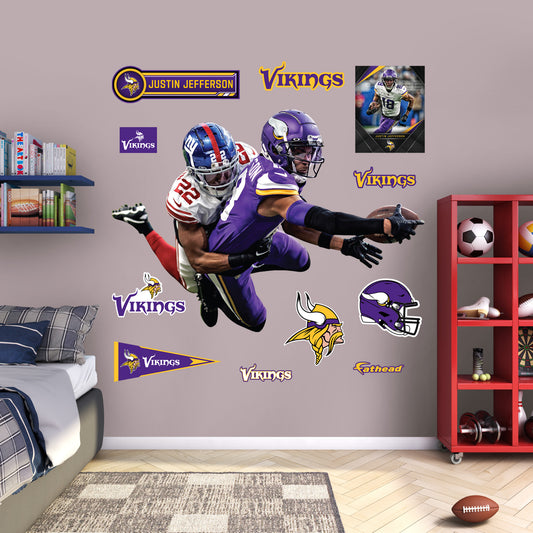 Minnesota Vikings: Justin Jefferson Diving TD        - Officially Licensed NFL Removable     Adhesive Decal