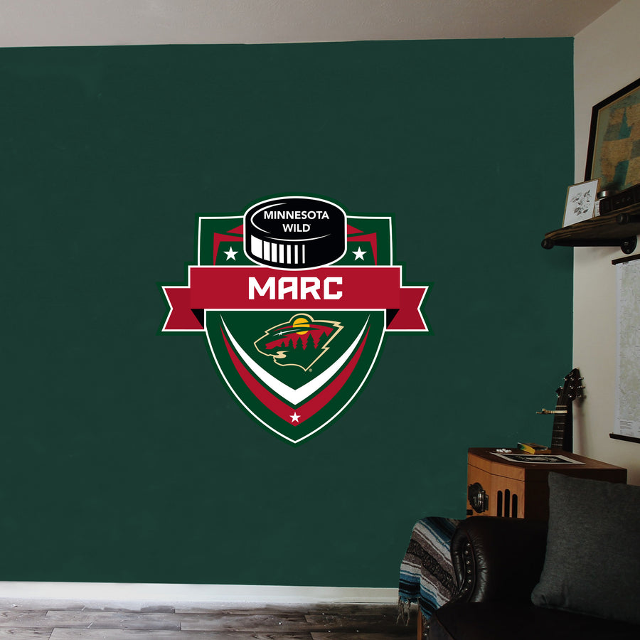 Minnesota Wild - Badge - With Personalized Name - Official NHL - Vinyl Transfer Decal