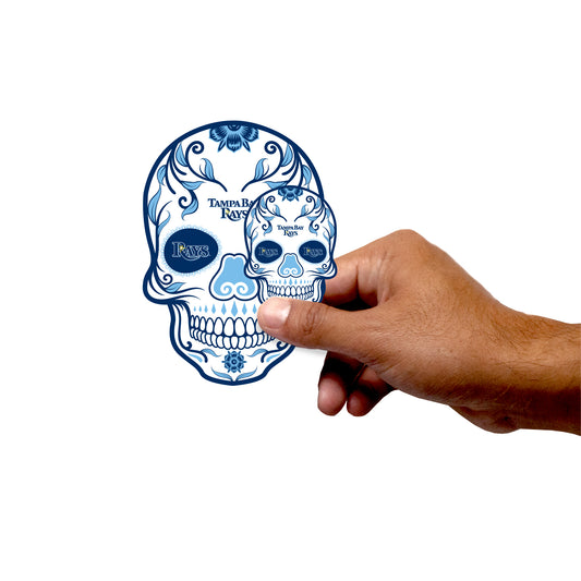 Sheet of 5 -Tampa Bay Rays:   Skull Minis        - Officially Licensed MLB Removable     Adhesive Decal