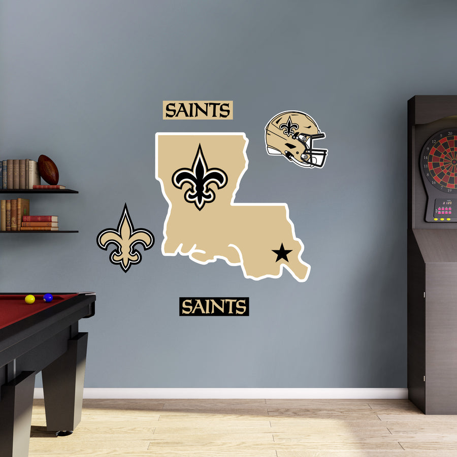 New Orleans Saints - RealBig Louisiana Logo Collection - Official NFL - Reusable Vinyl Wall Decals