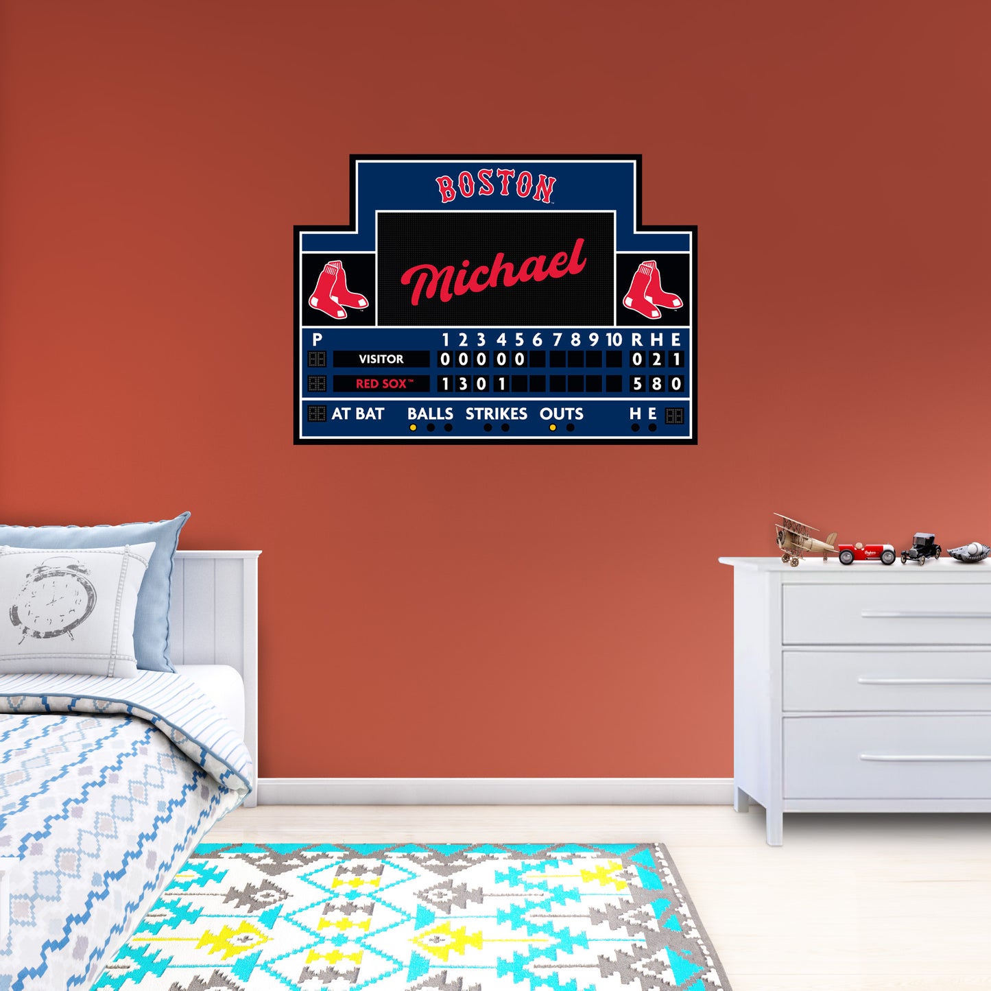 Boston Red Sox: Scoreboard Personalized Name        - Officially Licensed MLB Removable     Adhesive Decal