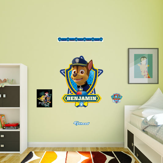 Paw Patrol: Chase Personalized Name Icon        - Officially Licensed Nickelodeon Removable     Adhesive Decal