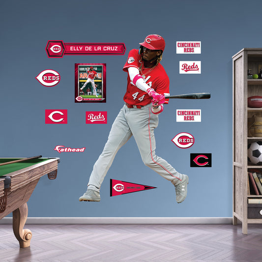 Cincinnati Reds: Elly De La Cruz 2023 Swing        - Officially Licensed MLB Removable     Adhesive Decal