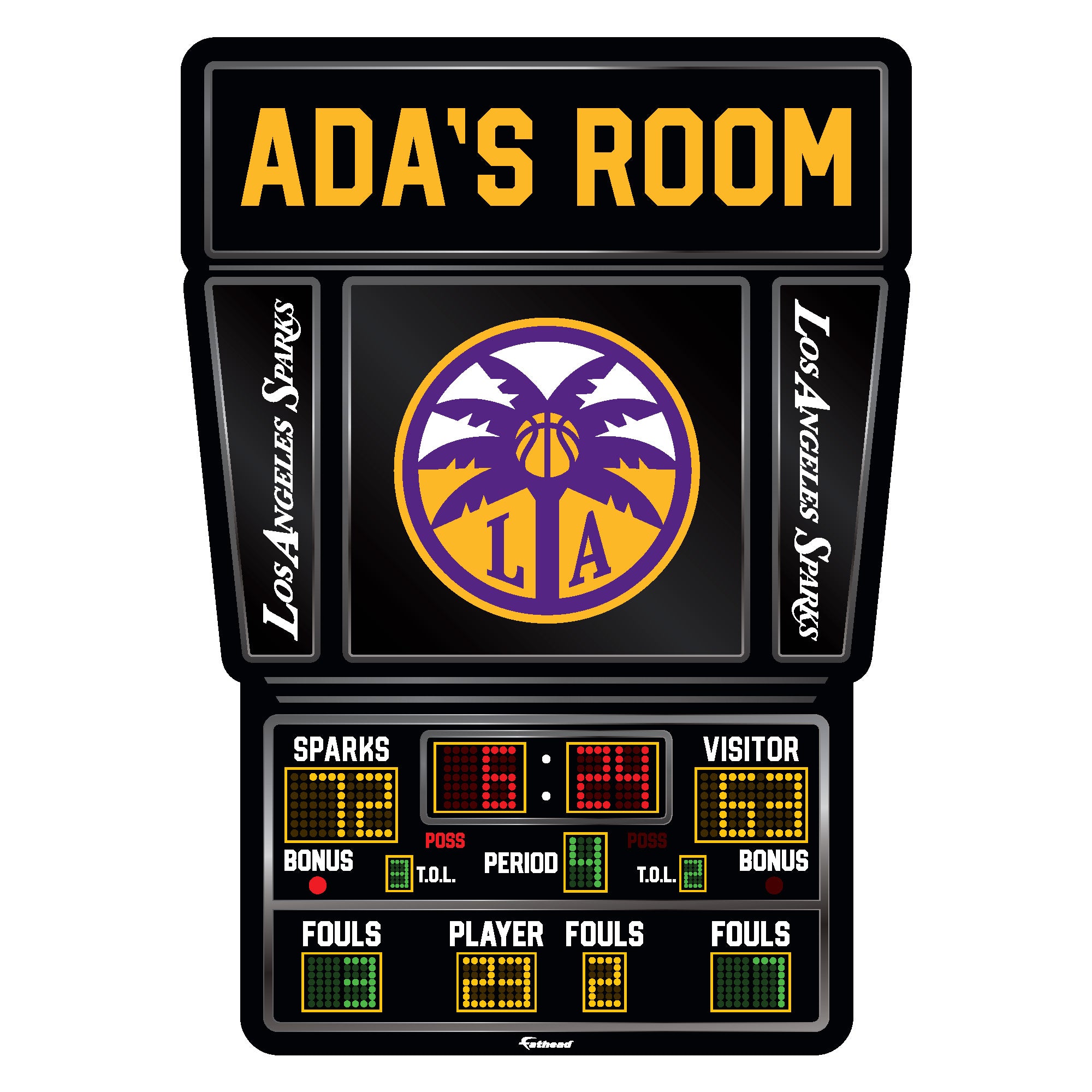 Los Angeles Sparks Scoreboard Graphic With Personalized Name Off