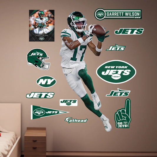 New York Jets: Garrett Wilson Throwback        - Officially Licensed NFL Removable     Adhesive Decal
